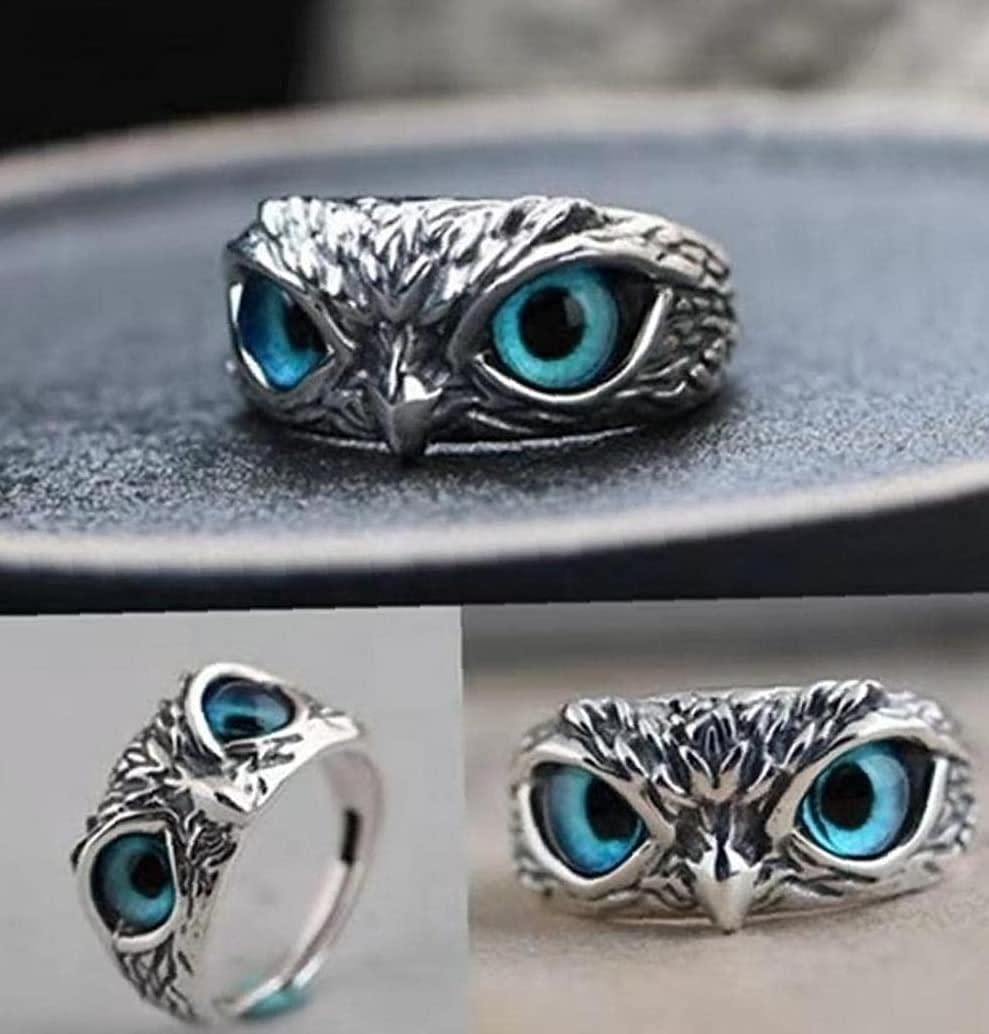 (Pack of 2) Attractive Silver Plated Owl Ring