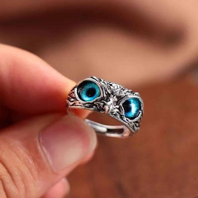 (Pack of 2) Attractive Silver Plated Owl Ring