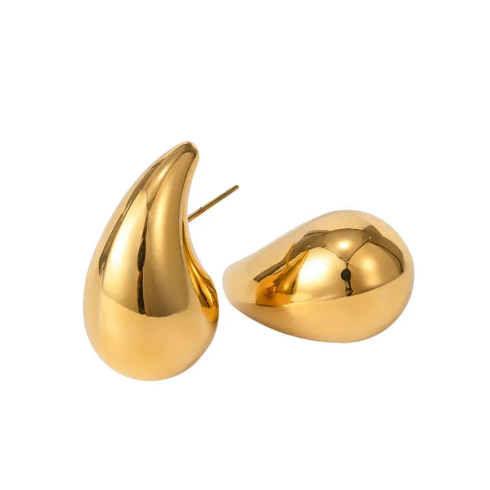 18kt Gold Plated Statement Waterdrop Stud Earrings