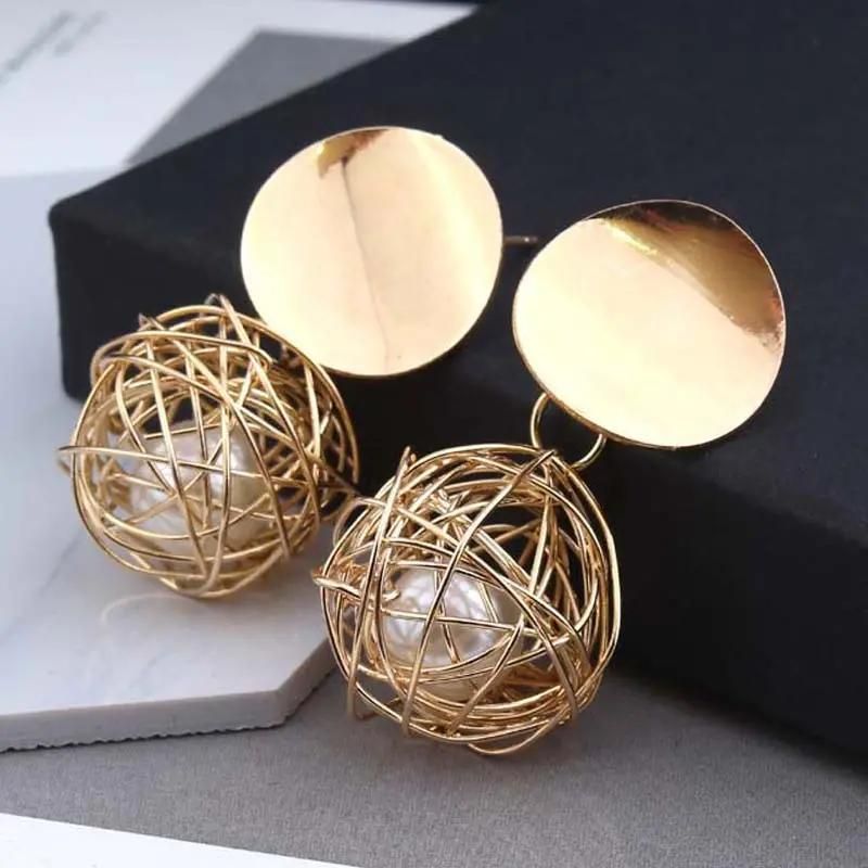 Elegant Gold Double Disk Dangle Earrings