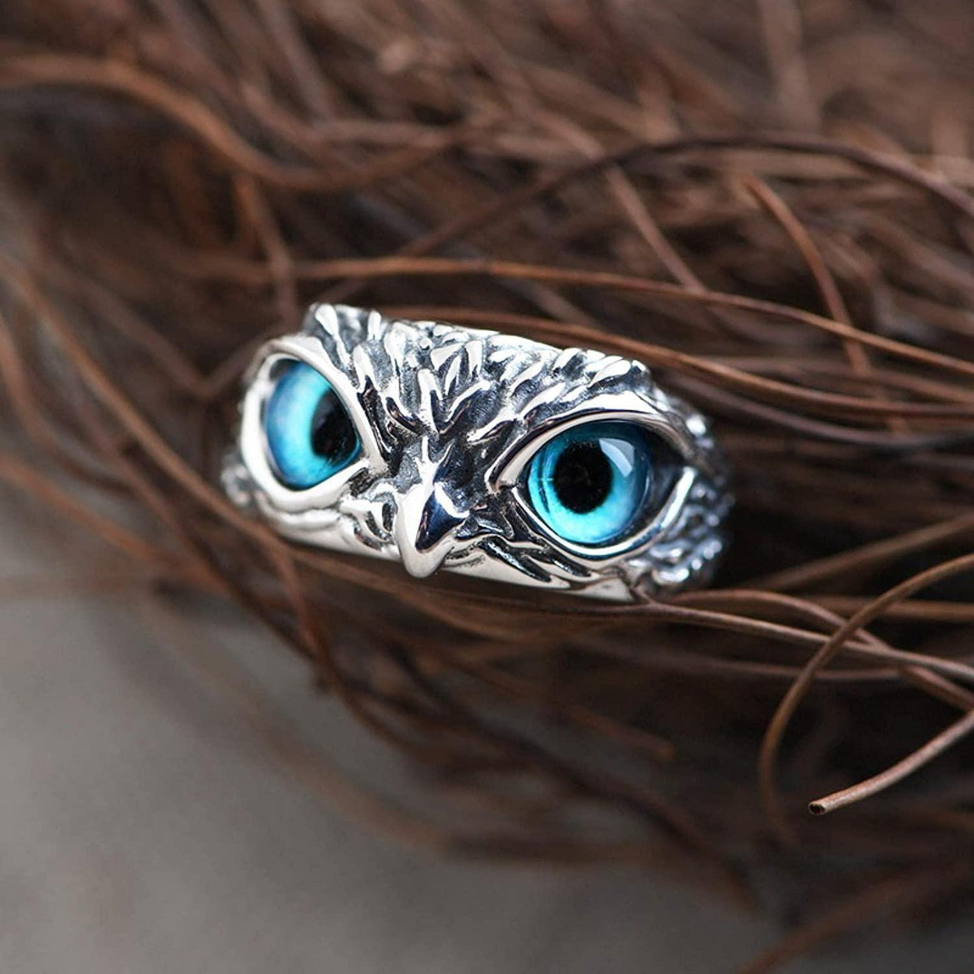 (Pack of 2) Attractive Silver Plated Owl Ring