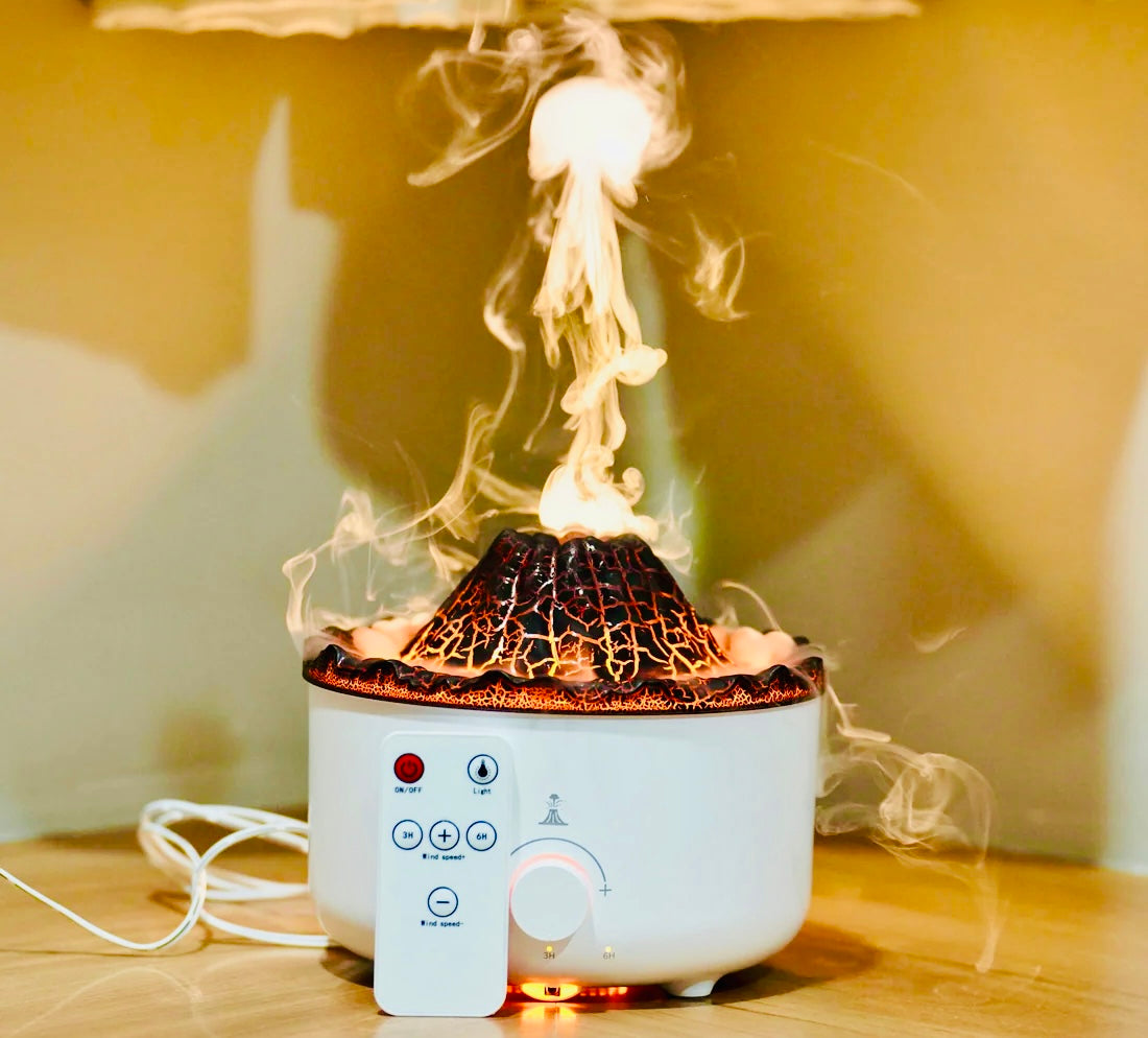 Volcano Humidifier – Jellyfish Mist Flame Essential Oil Diffuser