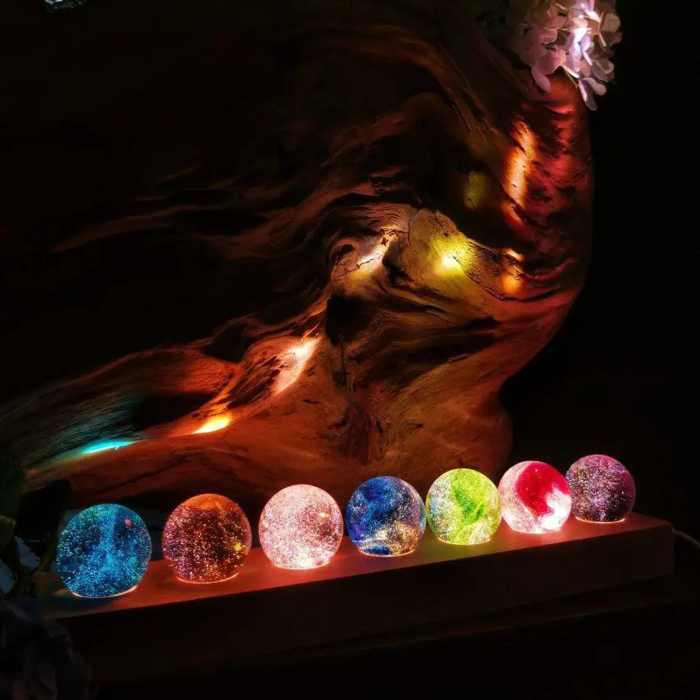 Aesthetic 3D Galaxy Crystal Ball Night Light Bundle