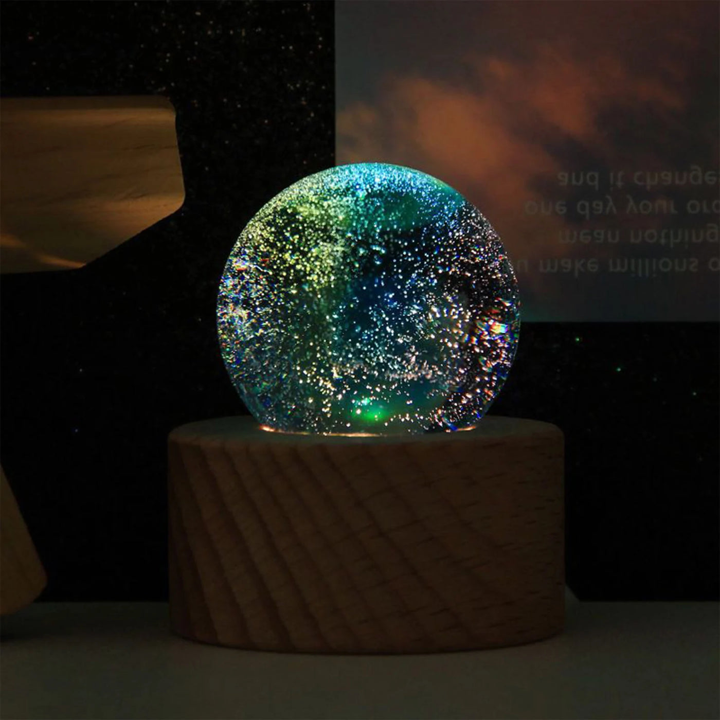 Aesthetic 3D Galaxy Crystal Ball Night Light Bundle