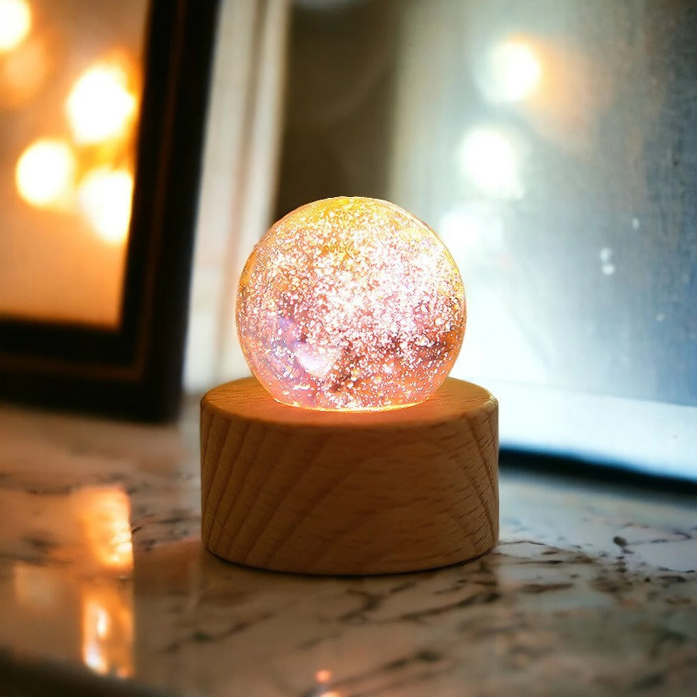 Aesthetic 3D Galaxy Crystal Ball Night Light Bundle