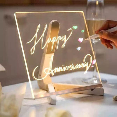 3D Acrylic Writing Pad With Pen Message Board Rewritable Table Lamp