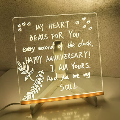 3D Acrylic Writing Pad With Pen Message Board Rewritable Table Lamp