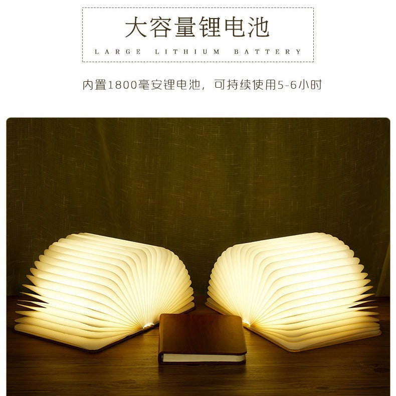 Wooden Book Shape Desk LED Lamp